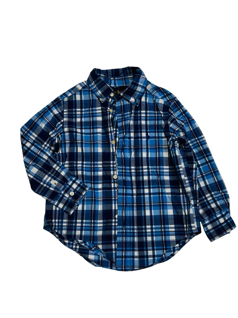 Ralph Lauren Blue Plaid Button-Down Shirt for Kids 3Y